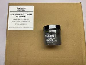 100x 2.75oz InVitamin Active Charcoal Tooth Powder-Peppermint