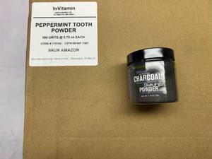 100x 2.75oz InVitamin Active Charcoal Tooth Powder-Peppermint