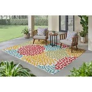 lot 3 image: Hampton Bay Park Pointe Multi Color 8 ft. x 10 ft. Color Burst IndoorOutdoor Area Rug Customer Returns See Pictures