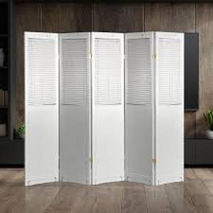 lot 7 image: Oriental Furniture 5 ft White 6-Panel Room Divider  Customer Returns See Pictures