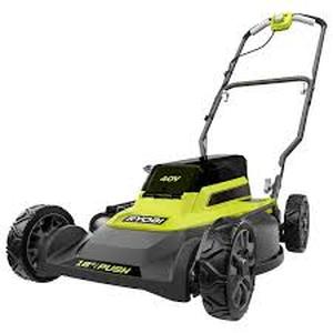 lot 24 image: RYOBI 40V 18 in. 2-in-1 Cordless Battery Walk Behind Push Mower (Tool Only)  Customer Returns See Pictures