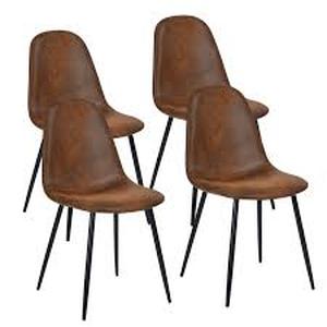 lot 50 image: Charlton Brown Faux Leather Upholstered Side Dining Chairs (Set of 4) Customer Returns See Pictures