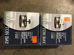 lot 39 image: Lot of Hampton Bay Moreland 13 in. 2-Light Oil-Rubbed Bronze Semi-Flush Mount  Customer Returns See Pictures