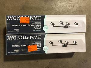 lot 41 image: Lot of Hampton Bay Crosshaven 2.6 ft. 4-Light Black Smart Color Tunable Integrated LED Fixed Track Ceiling Lighting Kit Powered by Hubspace   Customer Returns See Pictures
