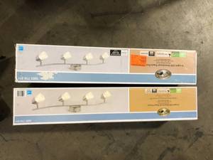 lot 42 image: Lot of Hampton Bay 2.6 ft. 4-Light Brushed Nickel Integrated LED Fixed Track Lighting Kit   Customer Returns See Pictures