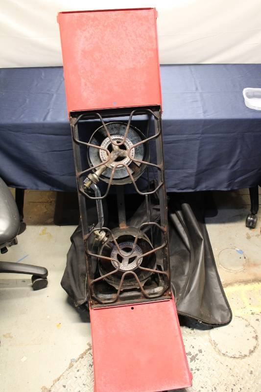 Vintage Double Burner Camp Stove - Red