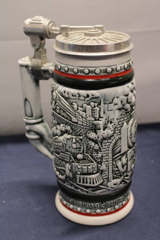 Vintage 1982 Avon Handcrafted Ceramic Stein - Train Design