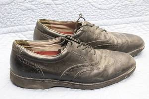 Mens Vintage Black Leather Dress Shoes by Dr. Scholls Size 10.5