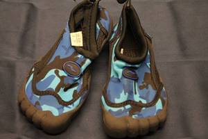 Blue Camo Water Shoes with Five Finger Design Size 2