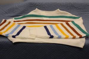 Used Lightweight Knit Sweater with Multicolored Stripes