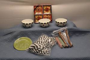 Collection of Decorative Bowls, Plates, Spools, and More