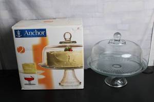 Anchor Hocking Glass Cake Stand with Dome Cover - 9 Piece Set