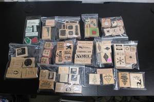 Large Lot of Assorted Christmas-Themed Wooden Stamps