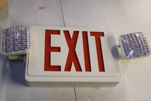 Emergency Exit Sign with Dual Light Fixtures