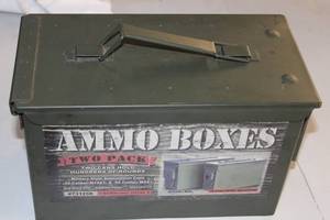 Military Style Ammo Box Cans - Set of 2 - Holds Hundreds of Rounds