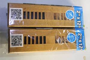 Set of 2 Floor Registers 2x12 inches Oak Finish