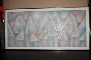 Abstract Sailing Boats Wall Art by Cassotta in Gold Frame