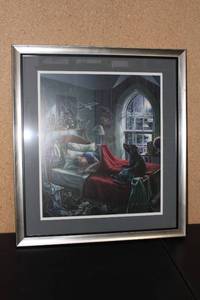 Framed Art Print by Meger 2003 - Child with Dog Scene