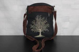 Canvas Crossbody Bag with Tree Design