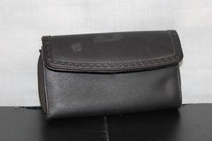 Used Black Leather Wallet with Zip Compartment