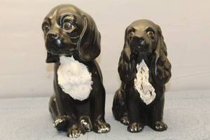 Set of 2 Vintage Black Dog Figurines