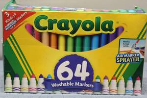 Lot of Assorted Crayola Markers and Colored Pencils with 3 Notebooks