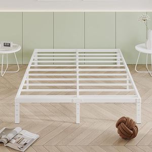 lot 47 image: King Size Upholstered Platform Bed in White