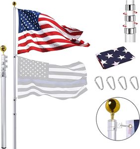 lot 74 image: 25FT Telescopic Aluminum Flag Pole Kit with USA American Flag