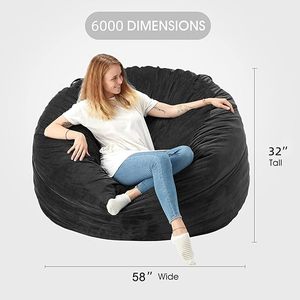 lot 80 image: Homguava 6FT Bean Bag Chair Giant Bean Bag with Memory Foam Filled Comfy Bean Bag Chair