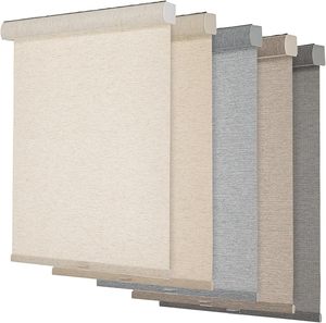 lot 97 image: Persilux Light Filtering Roller Shades for Windows, Cordless, Linen Fabric, Roller Blinds