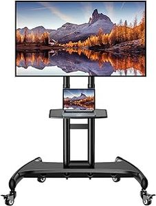lot 95 image: RollingMobile TV Cart with Wheels for 32-82 Inch LCD LED 4K Flat Screen TVs - TV Floor Stand with Shelf Holds Up to 100 lbs