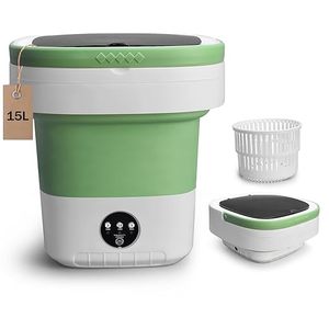 lot 135 image: Portable Washing Machine, 15L Upgraded With Spin Basket, Foldable Mini Washer Cleaning