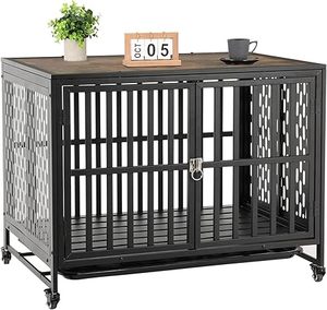 lot 114 image: 38 Inch Dog Crate Furniture Heavy Duty Dog Crate for Medium and Large Dogs