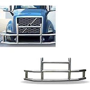 lot A-162 image: Deer Guard(deer bumper) Compatible for Volvo VNL 04-17 Large Polished Stainless Steel Deer Guard
