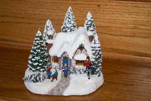 lot 40 image: Christmas Village Snowy Cottage with Characters