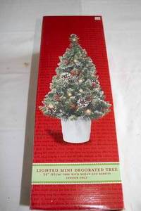 lot 99 image: Lighted Mini Decorated Tree - 24 (61cm) with Holly and Berries