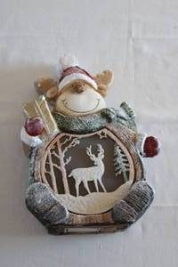 lot 58 image: Christmas Decorative Wood Sign with Santa and Reindeer Motif