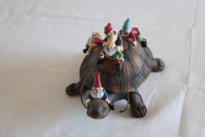 lot 60 image: Collectible Garden Gnome on Turtle Figurine