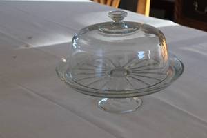 lot 62 image: Vintage Glass Cake Stand with Dome Lid