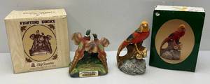 lot 8 image: Vintage Collectible Ski Country Pheasant Decanters (EMPTY) With Original Boxes)