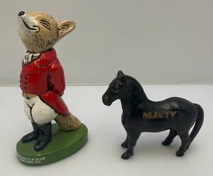 lot 29 image: Vintage Cast Metal Items Including Jim Beam Fox Bottle Opener 6 12 & Beauty Horse Bank 4 14