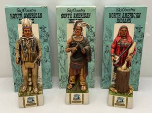 lot 33 image: Vintage Ski Country North American Indians Collectible Decanters (EMPTY) In Original Boxes Including Black Foot, Pawnee & Iroquois