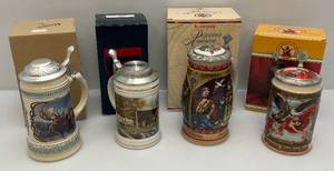 lot 65 image: Vintage Misc. Collectors Steins Including Budweiser & More (MIB)