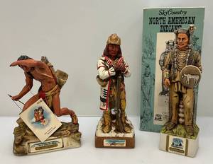 lot 77 image: Vintage Ski Country Native American Collectible Decanters (EMPTY)