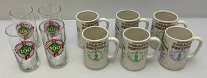 lot 97 image: Misc. Cup Sets Including 1983 100th Anniversary Philadelphia Phillies Roy Rogers Glasses & 1975 BEAM 10th Anniversary Hawaiian Open, United Airlines, National Tobacco Festival  Mugs