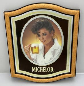 lot 123 image: 1983 Michelob Girl Framed Mirror 13 14 x 16