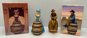 lot 138 image: Jim Beam Cowboy & Saloon Girl Decanters (EMPTY) In Original Boxes