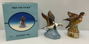 lot 143 image: Vintage Ski Country Collectible Decanters Including Banded Waterfowl Series (Oldsquaw Duck In Original Box) & (Wood Duck) EMPTY