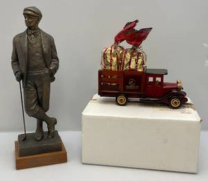 lot 144 image: Golf Statue & Wooden Truck