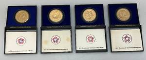 lot 157 image: Misc. 1970s American Revolution US Mint  Gold Plated Bicentennial Medals Including Washington & More